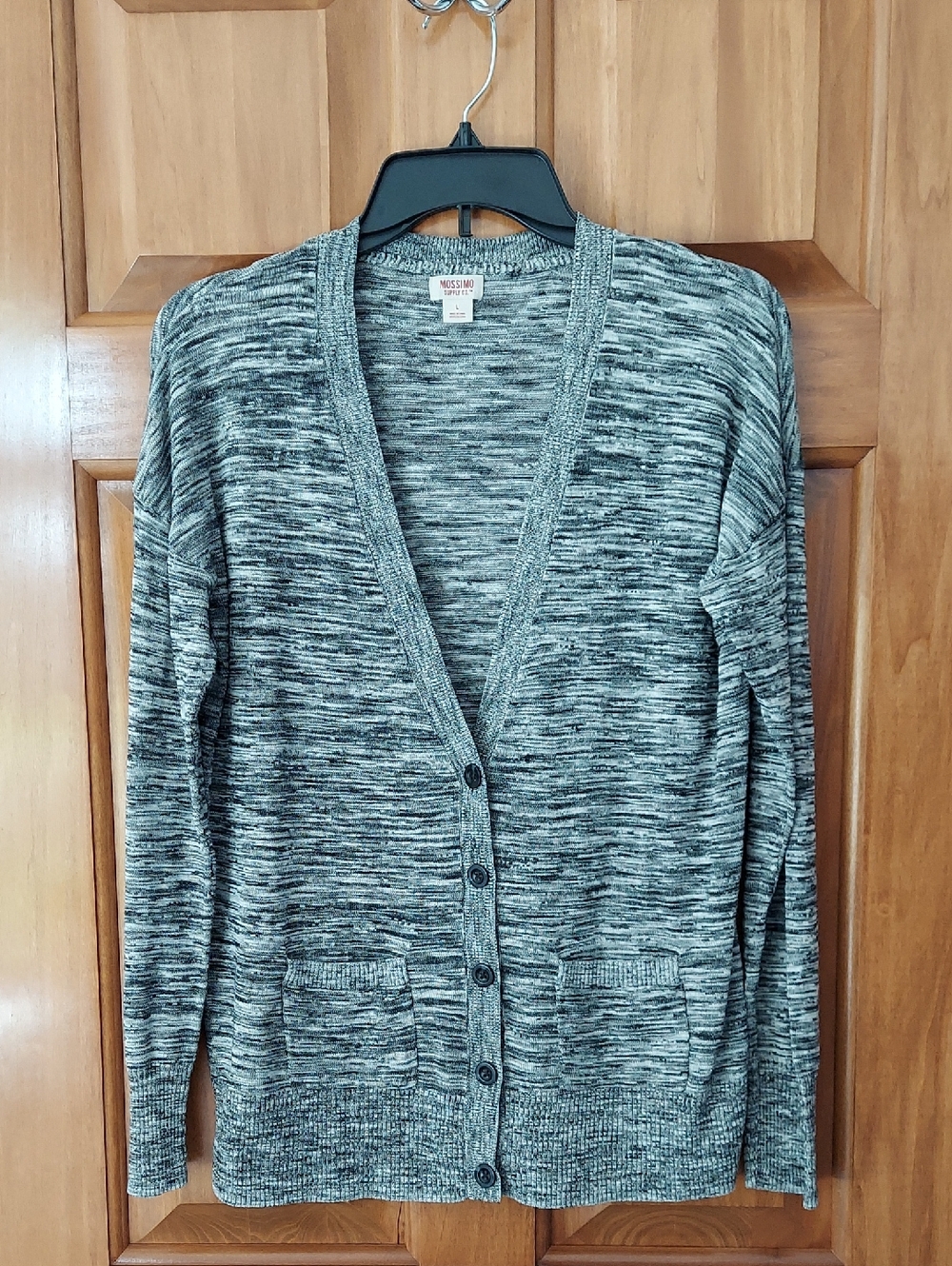 Mossimo Supply Co. Women's Gray Marled Button-Front Cardigan Sweater, Size Large